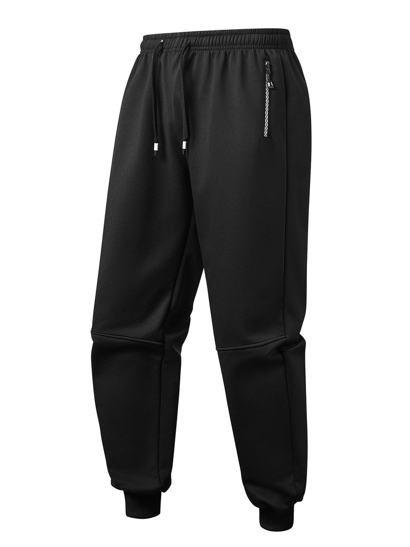 Men's Fleece-Lined Jogger Pants Winter Warm Loose Fit Elastic Waist Casual Sweatpants For Men_voghion.com