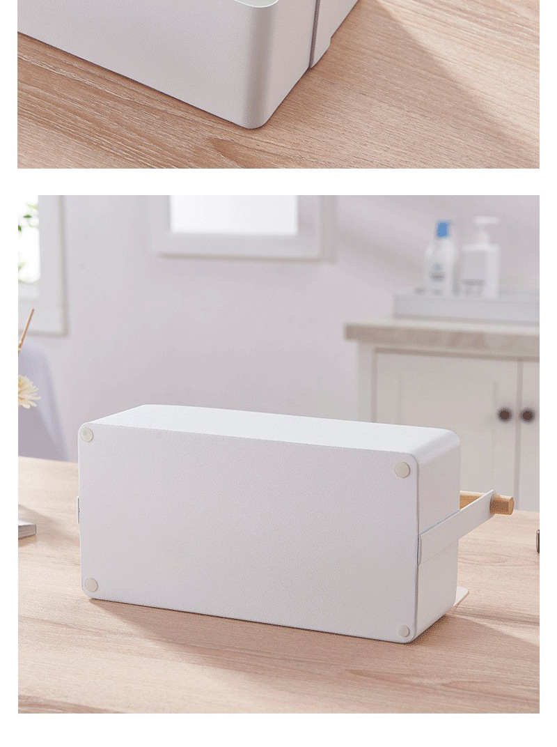 Wabi-Sabi Minimalist Iron Storage Box With Wooden Handle | Multi-Functional Organizer For Cosmetics, Snacks & Accessories_voghion.com