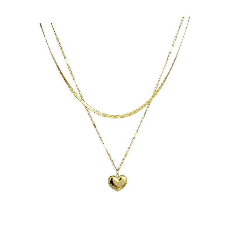 LOVE Love -kaulakoru naisille, monipuolinen solisluuketju, ruostumattomasta teräksestä valmistettu kolmiulotteinen persikanvärinen sydänriipus_voghion.com
