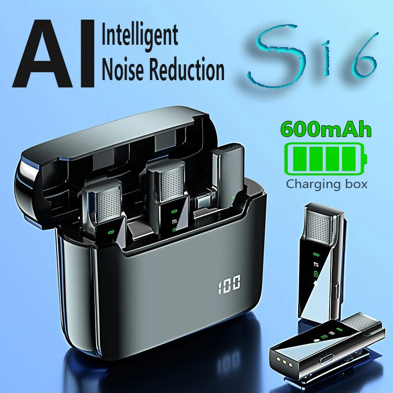 S16 Drahtlose Mikrofon Intelligente Lärm Reduktion USBC Mobile Kamera Soundkarte Computer Audio Video Aufnahme_voghion.com