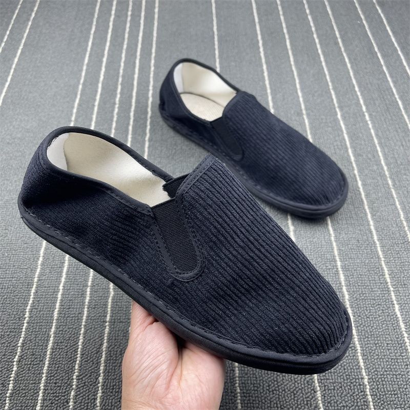 National Trendy Style Pure Color Elastic Mouth Corduroy Sweat-Absorbent Small Fabric Shoes_voghion.com