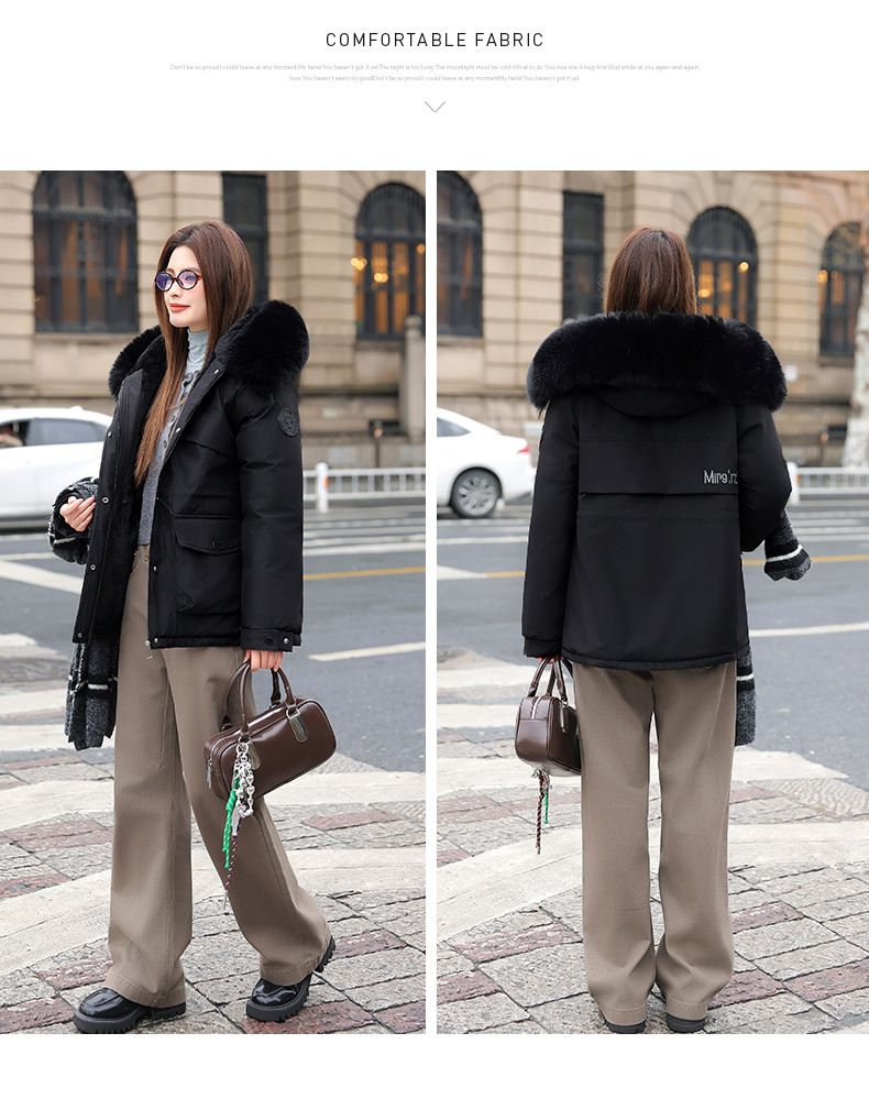 Women's Winter Parka Coat With Faux Fur Hood, Waterproof Quilted Jacket For Hiking, Workwear & Outdoor Activities_voghion.com