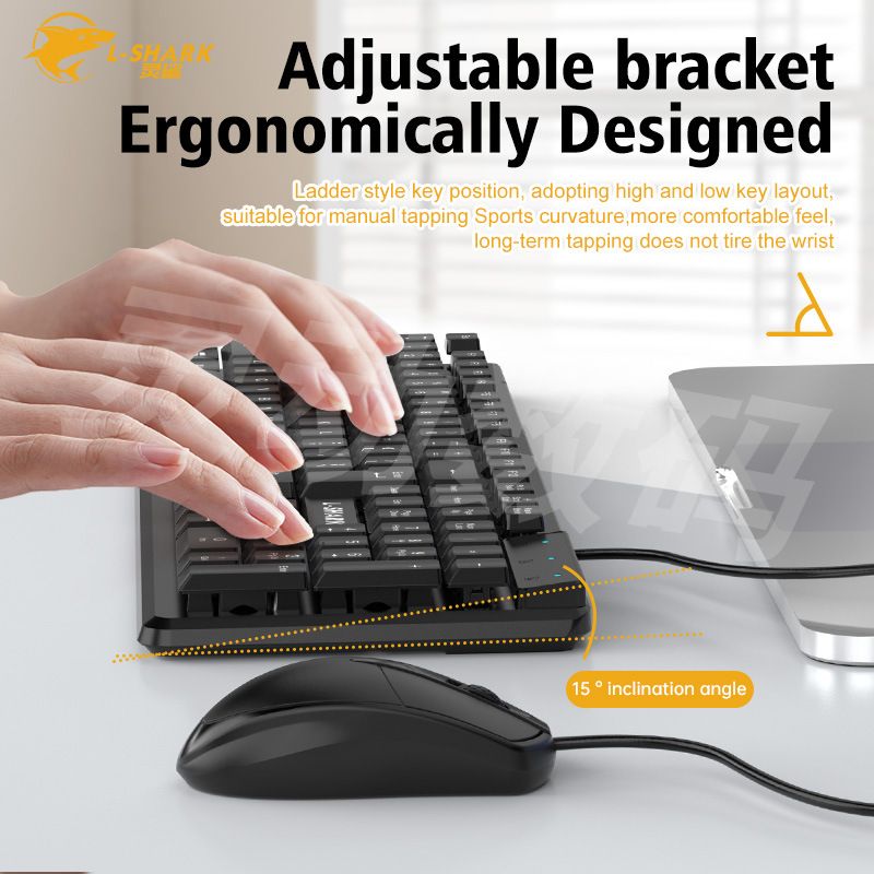 Hot Selling 104 Keys ABS Wired Keyboard Mouse Two Piece Set Silent Office Typing Game Laptop_voghion.com