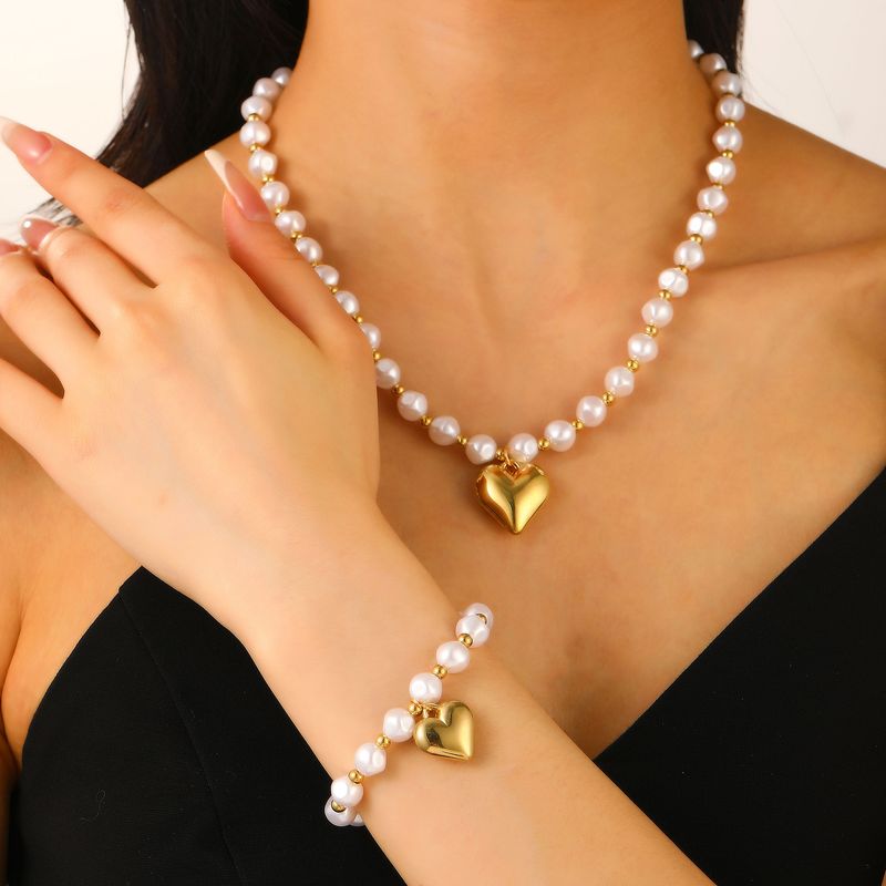 Collana con perline rotonde esagerate in stile punk europeo e americano, collana personalizzata a forma di amore rimovibile con nicchia temperamento_voghion.com