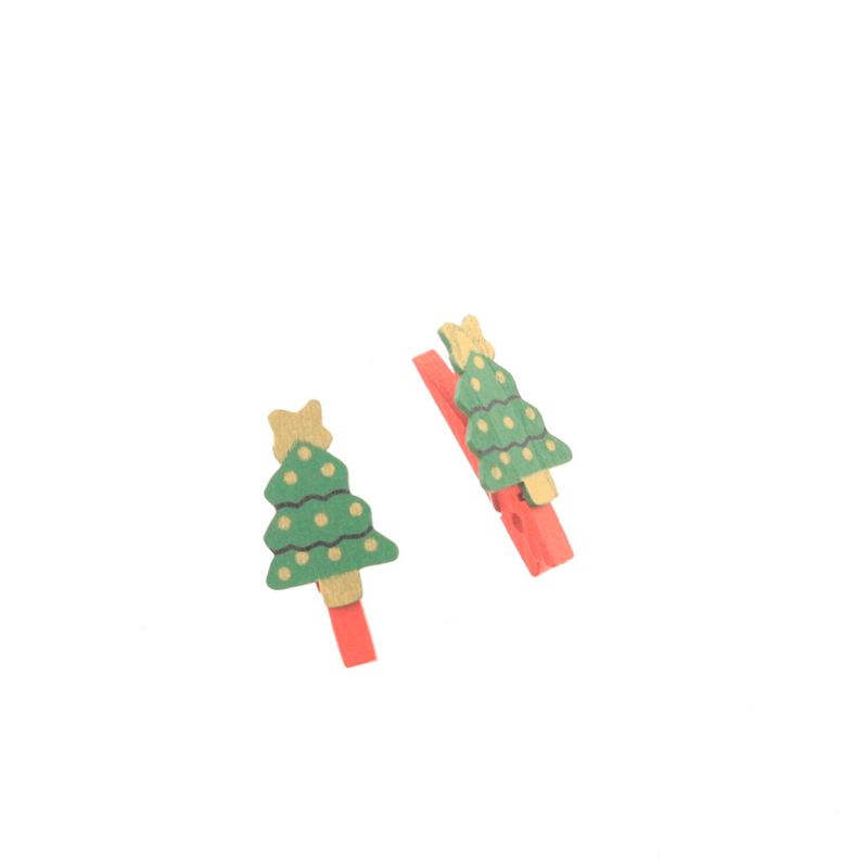 Christmas series wooden clip cute cartoon Christmas tree postcard clip Christmas decoration clip 10 PCs/bag_voghion.com