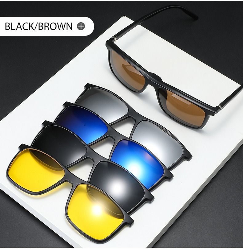 New Arrivals 6 In 1 Spectacle Frame Men Women With 5 PCS Clip On Polarized Sunglasses Magnetic Glasses Male Computer Optical 2299_voghion.com
