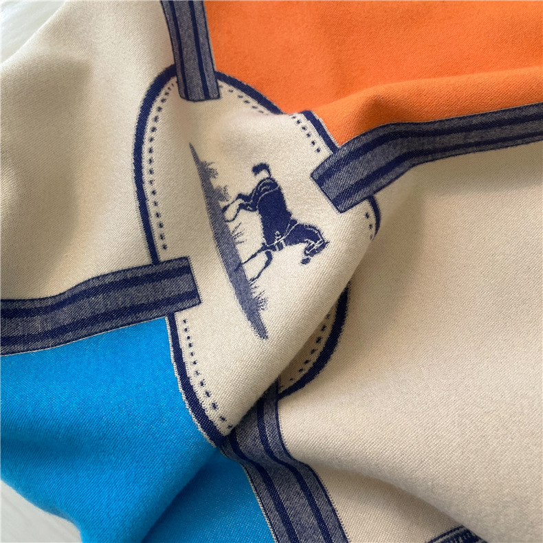 Autumn and winter new colorblocking tassel pull wool scarf ladies splicing thickened shawl_voghion.com