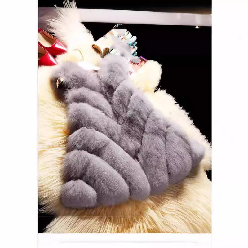 Damenbekleidung neue Pelzweste Damen A-Linie lässig warme Fuchspelz Patchworkjacke_voghion.com