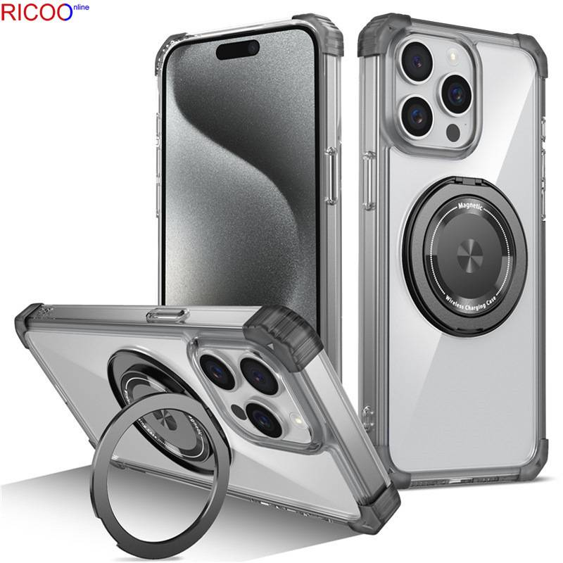 Applicable to iPhone16Pro max Gold Shield Magnetic Car Phone Case Aple 13Pro Rotating Bracket Protective Cover_voghion.com