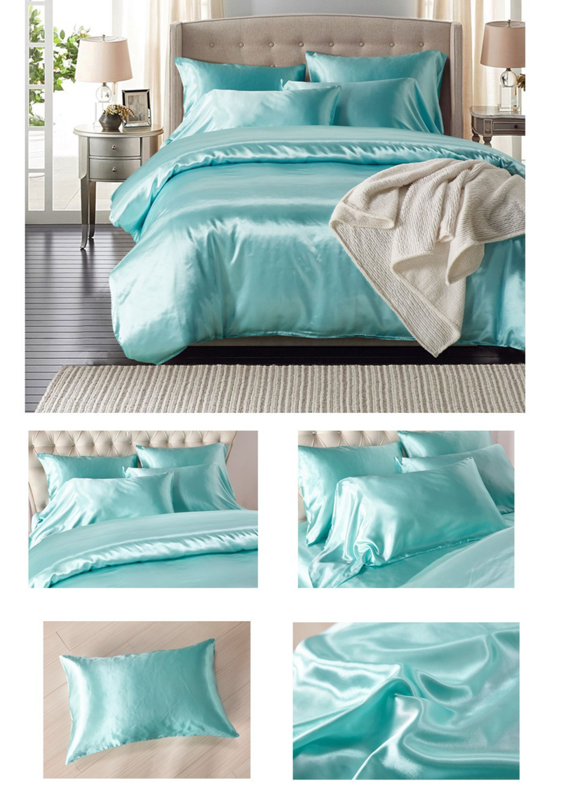 Satijnen dekbedovertrek Queen Size, luxe zijdeachtige kristalroze Queen dekbedovertrekset, 3-delige, ultrazachte en ademende beddengoedset en 2 kussenslopen_voghion.com