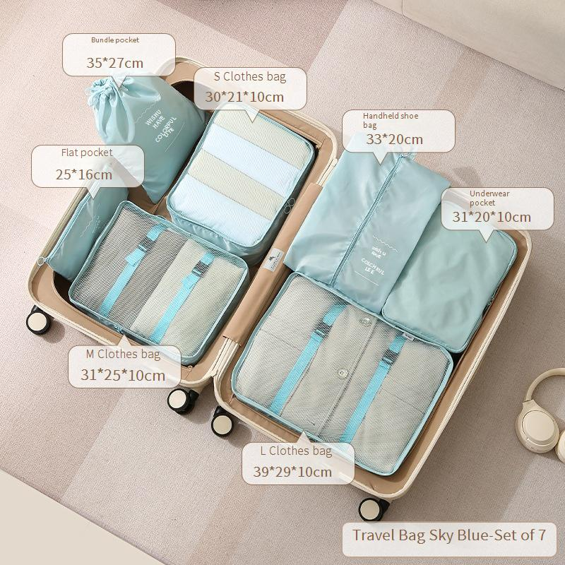 7-Piece Travel Organizer Set - Waterproof Cosmetic & Underwear Storage Bags For Luggage Foldable Laundry Pouches With Hanging Hook_voghion.com