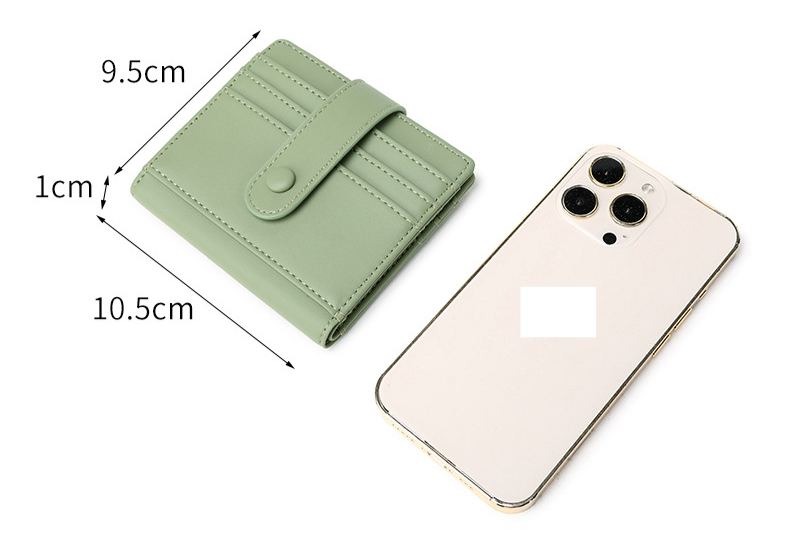Cartera para mujer y hombre, antimagnética, RFID, de poliuretano, con hebilla de color liso, para tarjetas de crédito, monedero pequeño y ligero._voghion.com