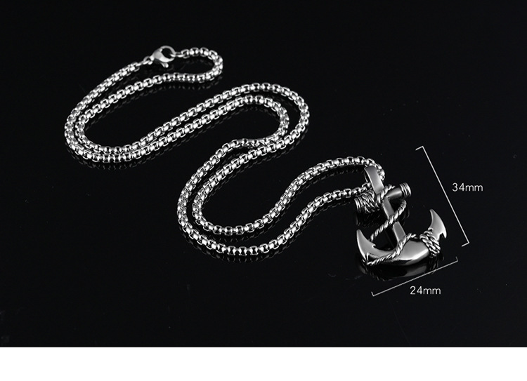Bijoux pour hommes, pendentif ancre de célébrité Internet personnalisé, collier pour hommes en acier titane hip-hop de rue_voghion.com