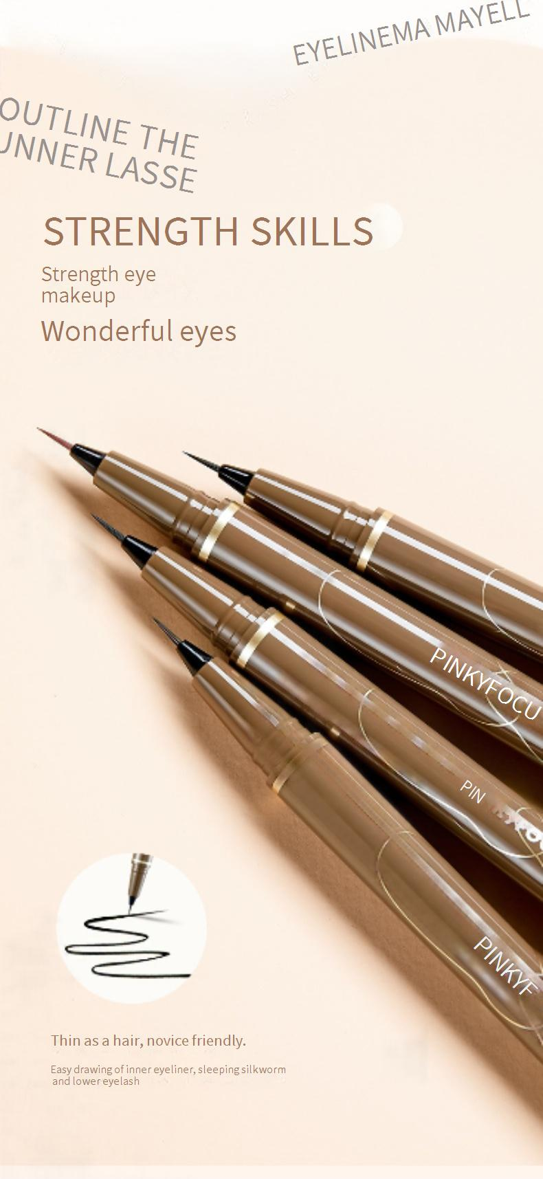 Eye Shadow & Liner Combination Pinkyfocus Long-lasting Quick-drying Waterproof Non-smudging Eyeliner Pen Bedworm Pen Brightening Eyeliner Pen_voghion.com