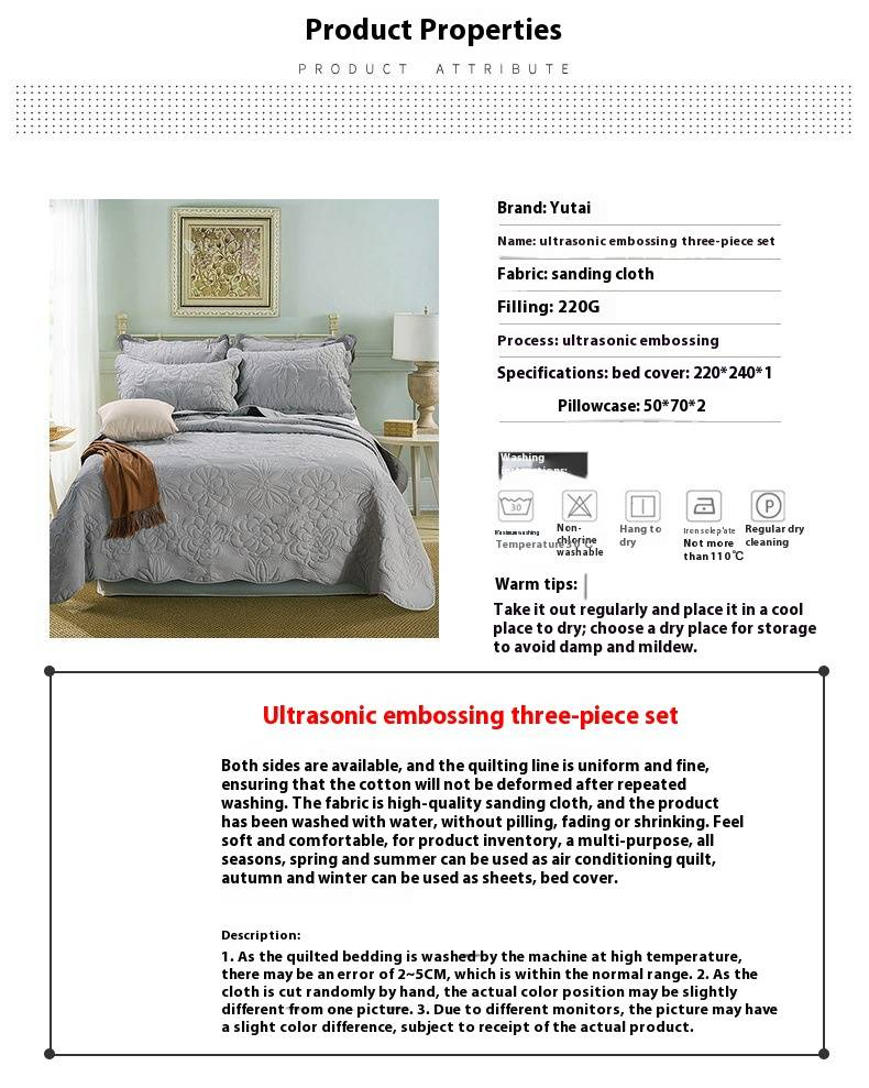 Ultraschallgestepptes Tagesdeckenset – 3-teiliger weicher Bettbezug im amerikanischen Stil mit Prägung (maschinenwaschbar, leicht und atmungsaktiv für alle Jahreszeiten)_voghion.com
