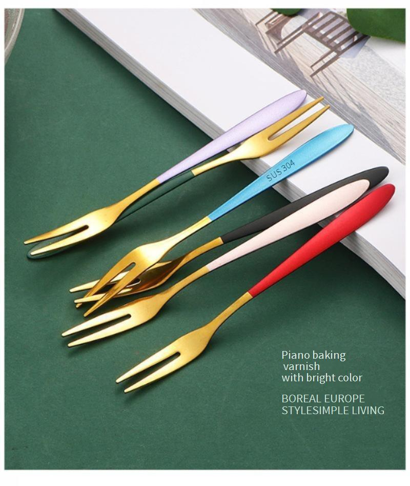304 Stainless Steel Fruit Forks - Heavy Duty Dessert & Cake Forks Set For Home & Restaurant Use (2-Prong Design Dishwasher Safe Elegant Tableware)_voghion.com