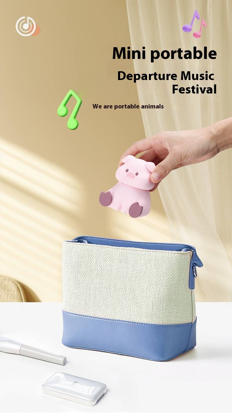 Enceinte Bluetooth animal mignon – Mini enceinte sans fil avec support pour téléphone (motif vache et cochon, idéal comme décoration de bureau ou comme cadeau)_voghion.com