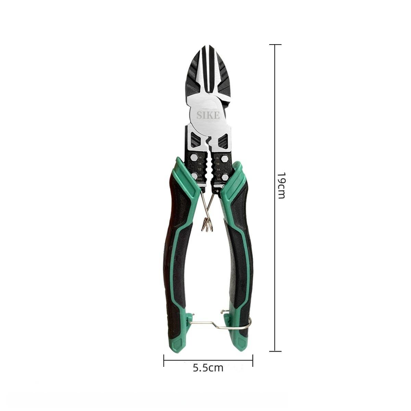 Alicates de corte diagonal multifunción profesionales con pelacables y crimpadora. Hoja de acero de alto carbono para uso industrial. Corte de cables._voghion.com