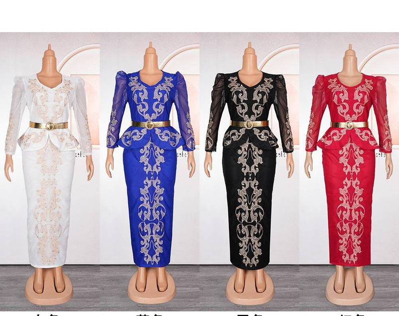 Vestido feminino plus size novo, luxuoso, com decote em V, lantejoulas e miçangas_voghion.com