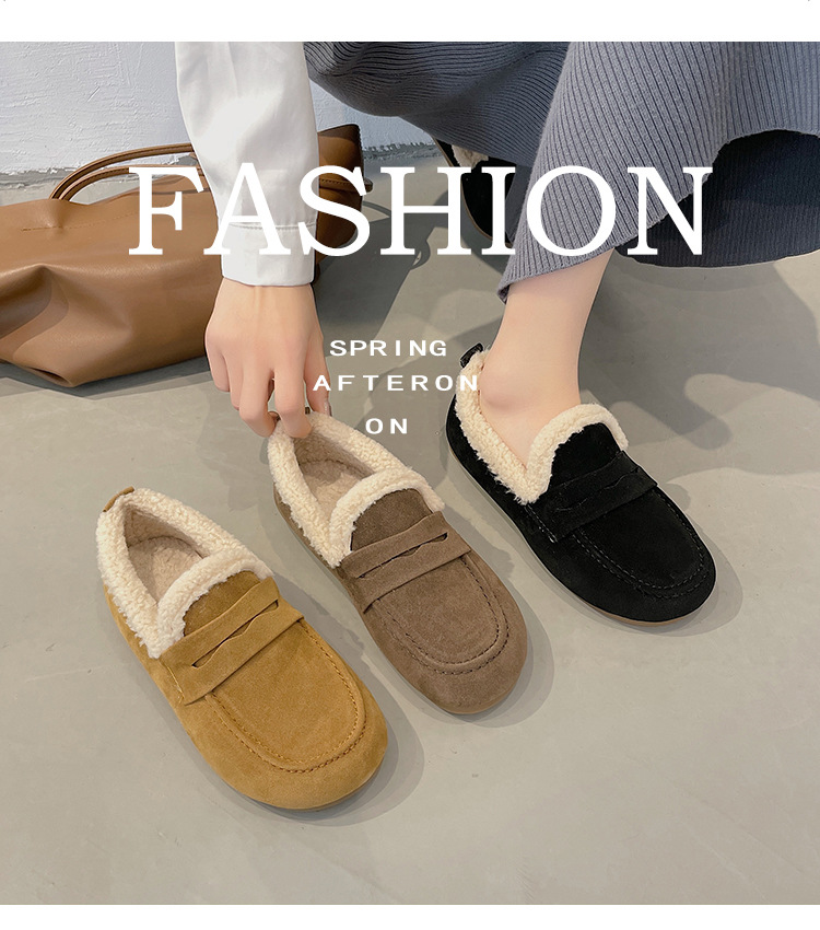 Comode scarpe in cotone con fodera interna e peluche, facili da indossare e togliere in un solo passaggio, note anche come scarpe pelose._voghion.com