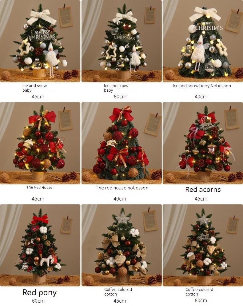 Sapin artificiel de Noël réaliste pour la décoration intérieure – Mini sapin noble de table avec accessoires DIY (45 cm/60 cm) – Style chalet et forêt rouge neige_voghion.com