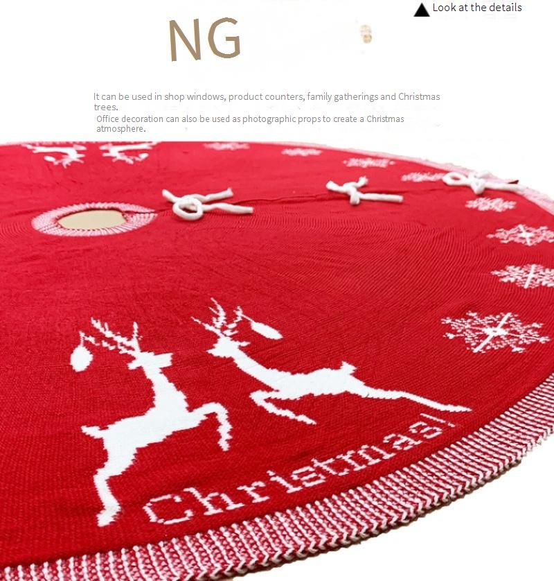Christmas Knitted Tree Skirt With Reindeer Pattern – Festive Holiday Decor For Xmas Tree Red & White 95cm & 122cm Diameter_voghion.com