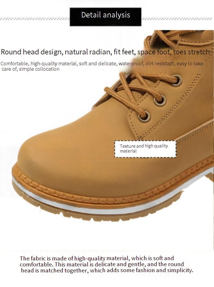 Women's Chunky Sole Ankle Boots Waterproof PU Leather Round Toe Lace-Up Combat Boots For Women Size 42_voghion.com