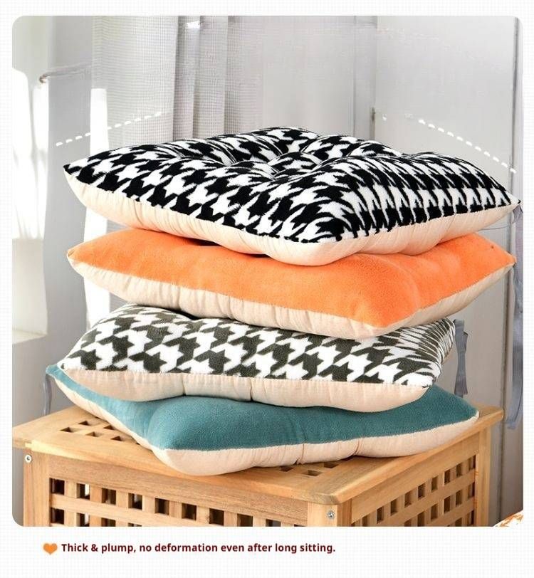 Houndstooth Plush Sofa Cushion - Ultra Soft Fleece Seat Pad With Anti-Slip Backing, Universal Fit For Couches & Chairs, Minimalist Home Decor_voghion.com