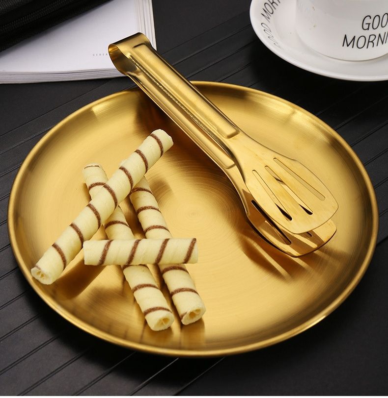 Outdoor-Edelstahl-Geschirrset, tragbarer, hochwertiger Grillteller für Reisen und Camping, Grillzange, Messer, Gabeln und Löffel_voghion.com