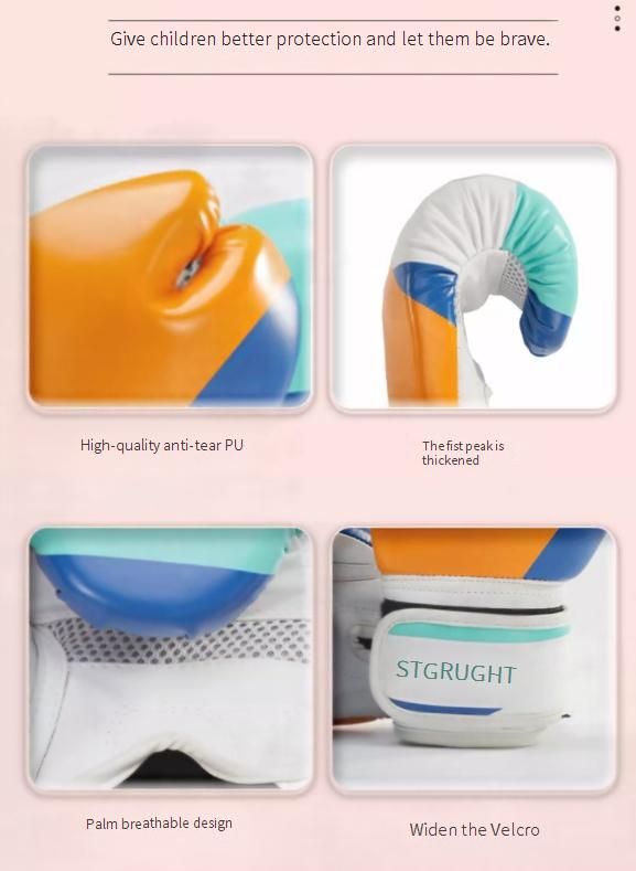 Guantoni da boxe per bambini per allenamento - Guanti da sacco da boxe in PU per ragazzi e ragazze (4OZ/6OZ/8OZ) - Guanti da sparring blu e rosa per arti marziali e fitness_voghion.com