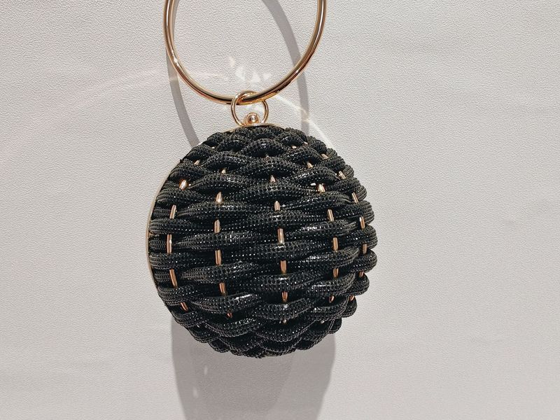 Vævet Design Rhinestone Kugleformet Aften Clutch Tasker Dame Boutique Cirkulære Diamantpunge Og Håndtasker Til Fest_voghion.com