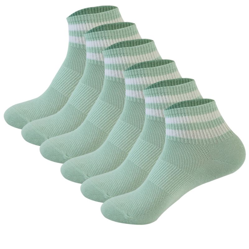 Sport Socks Two Bar Sports Socks Thin Mesh Women's Boat Socks Student Striped Short Tube Socks Breathable Cotton Socks_voghion.com