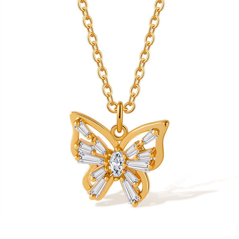 Cadena de clavícula de estilo lujoso y ligero con forma de abanico de oro real K bañado en cobre que se puede apilar y usar con un collar de amor de moda con diseño de concha_voghion.com
