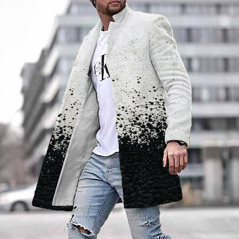 Spring New Men's Youth Woolen Standing Collar, Medium Length Pocket Casual Men's Coat_voghion.com