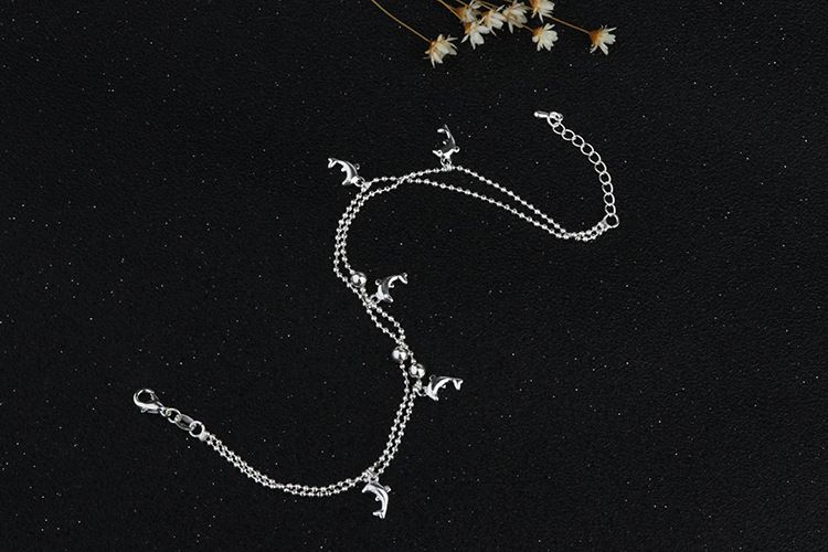 Cavigliera estiva in argento in stile coreano, alla moda, elegante, accessorio da spiaggia per donna._voghion.com