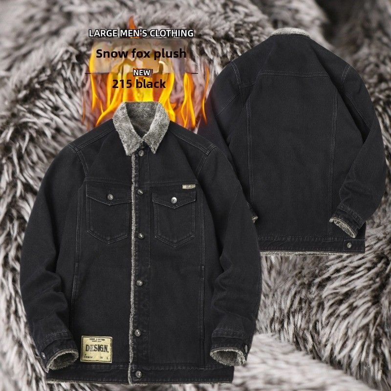 Vânzări directe din fabrică de iarnă catifea îngroșată jachetă din denim pentru bărbați, bumbac pur, brand la modă, zăpadă vulpe catifea industrie grea, jachetă de dimensiuni mari pentru bărbați_voghion.com
