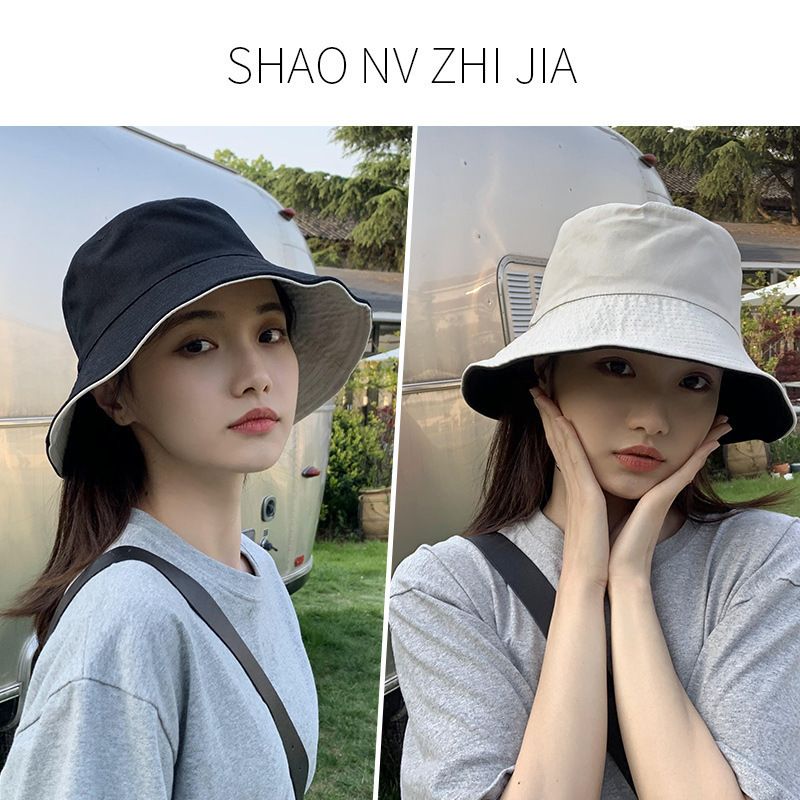 Cappello da pescatore bifacciale per donna, versione coreana, cappello estivo alla moda e versatile con parasole rosso, cappello da sole_voghion.com