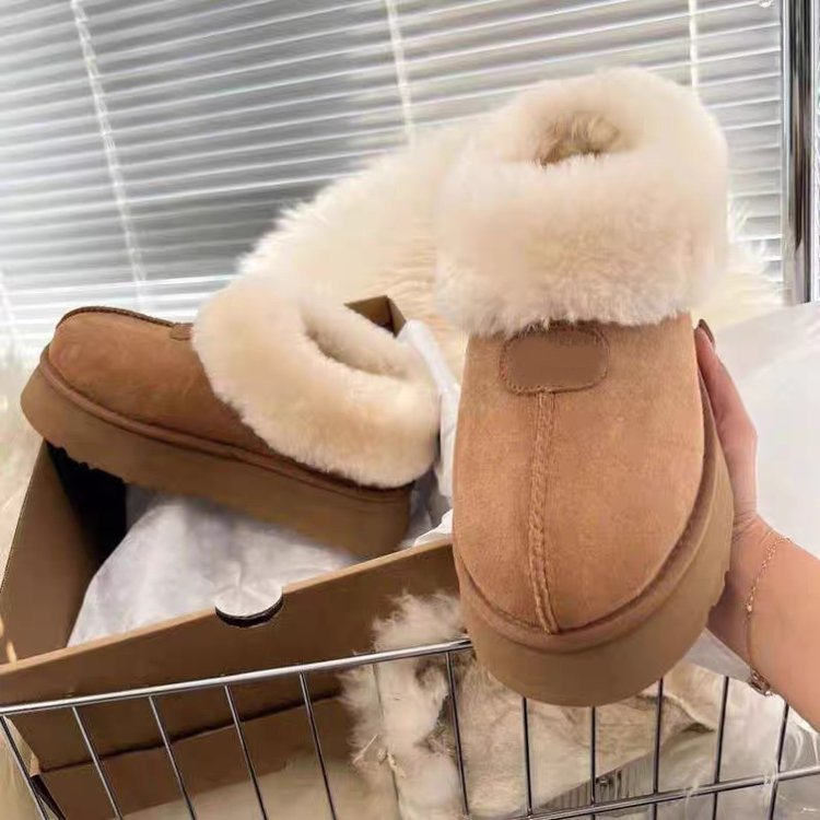 Schneestiefel Damen Herbst und Winter 2023 Neues Fell Ein mattierter Biskuitkuchen Kurze Stiefel mit dicker Sohle Rutschfest Plus Samt Warme Baumwolle_voghion.com