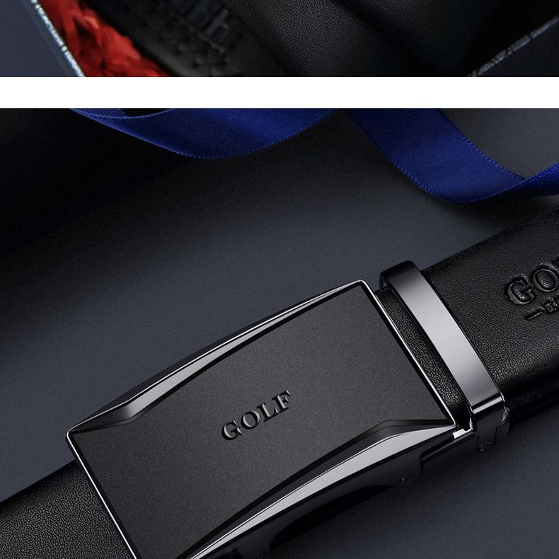 HOT GOLF Herren Gürtel aus echtem Leder mit automatischer Schnalle, trendiger Casual Business-Hosengürtel, vielseitig und einfach_voghion.com