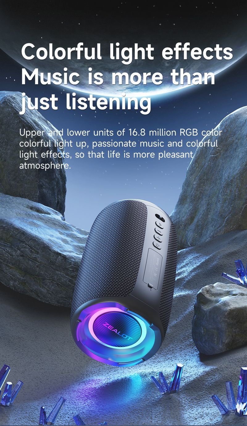 ZEALOT S61 Bluetooth Speaker Wireless Subwoofer TWS Heavy Bass Stereo Portable Support Micro SD Card AUX USB Flash Disk_voghion.com