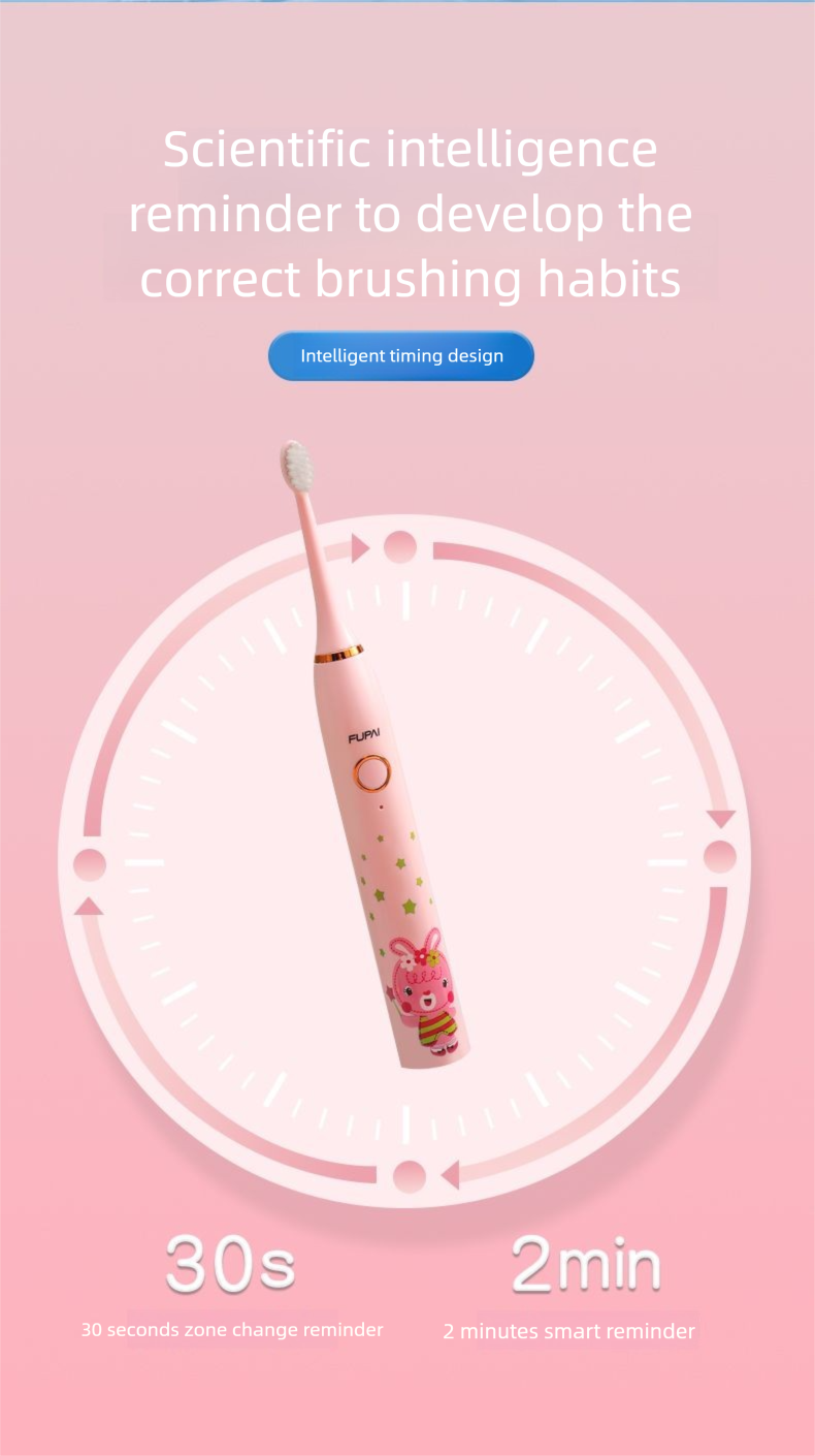 Cepillo de dientes eléctrico para niños Fupai, recargable por inducción, unisex, de cuerpo completo, resistente al agua, especial para niños de 3 a 15 años_voghion.com