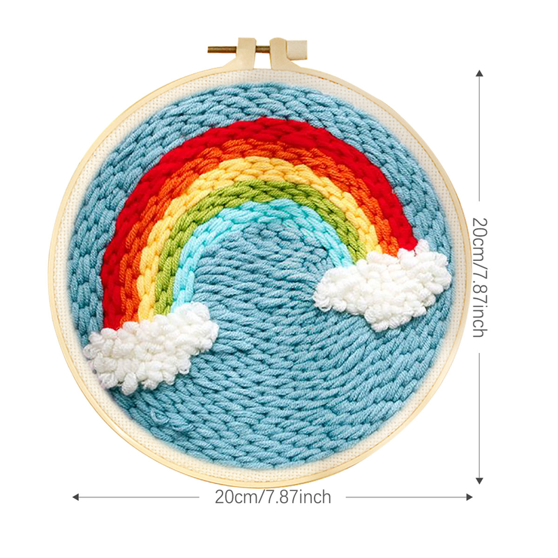 RUOPOTY DIY Little Rainbow Scenery Broderi Kit Punch Needle Håndlavet Mønstertrykt Håndarbejde Home Decoration_voghion.com