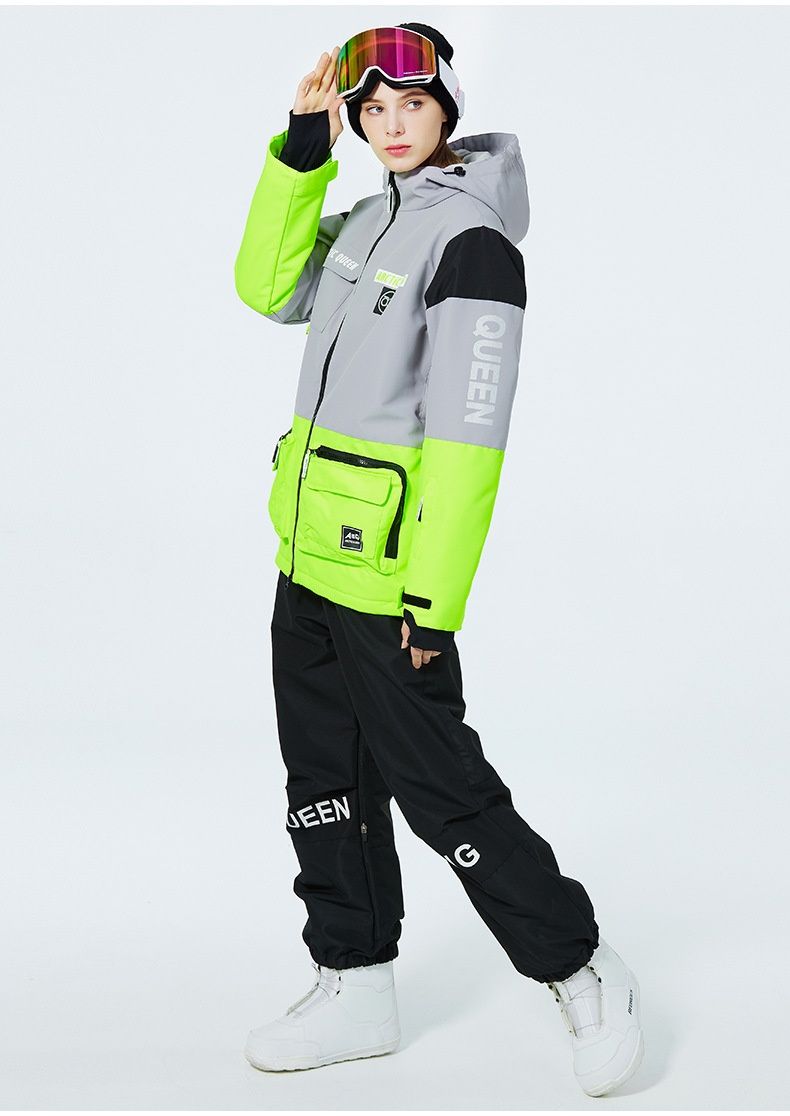001 Set For Men Women, Couple Style, Warm Thickened, Korean Version Jacket Pants Set, Snowboard And Snow Ski Suit_voghion.com