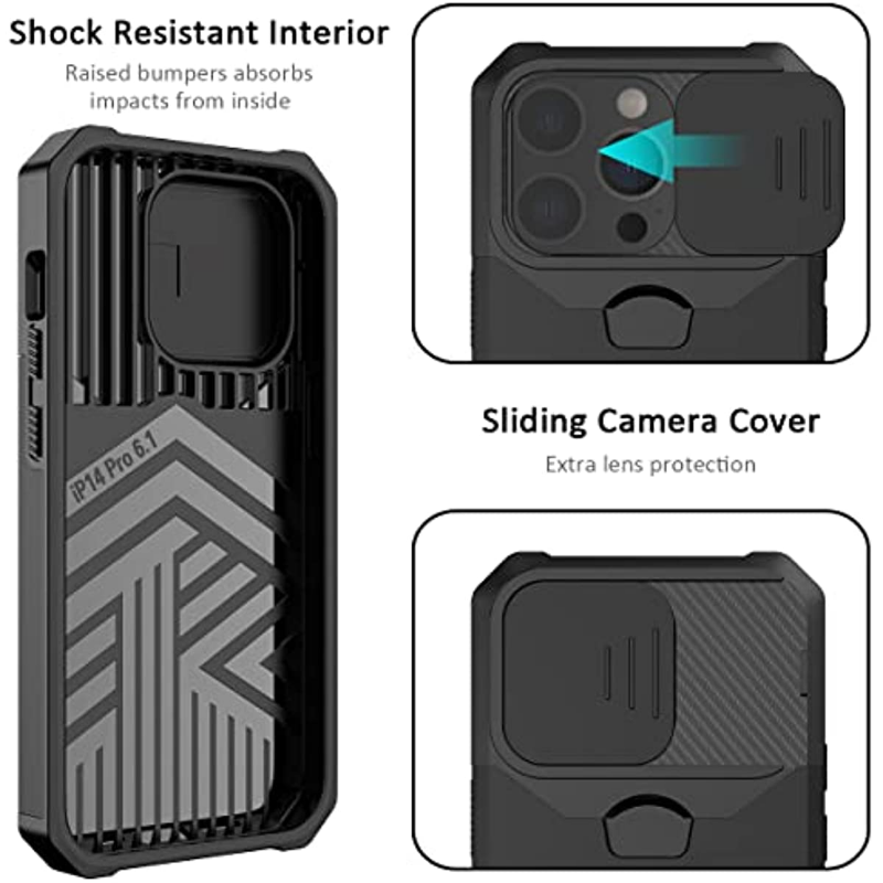 Case For IPhone 16 15 14 13 12 11 Pro Max Plus XR X XS 8 7 Heavy Duty Protection With Sliding Camera Cover And Card Clip Cover_voghion.com