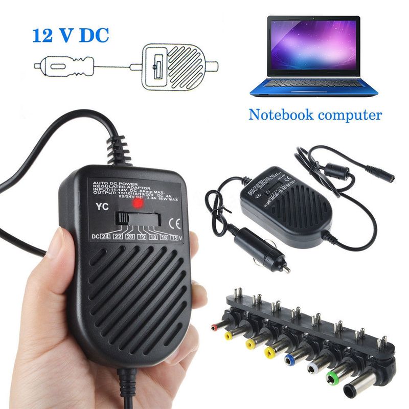 Universelles tragbares 80-W-Ladegerät, LED-Autoadapter, einstellbares Netzteil-Adapterset, 8 abnehmbare Stecker, Auto, Laptop, Notebook_voghion.com