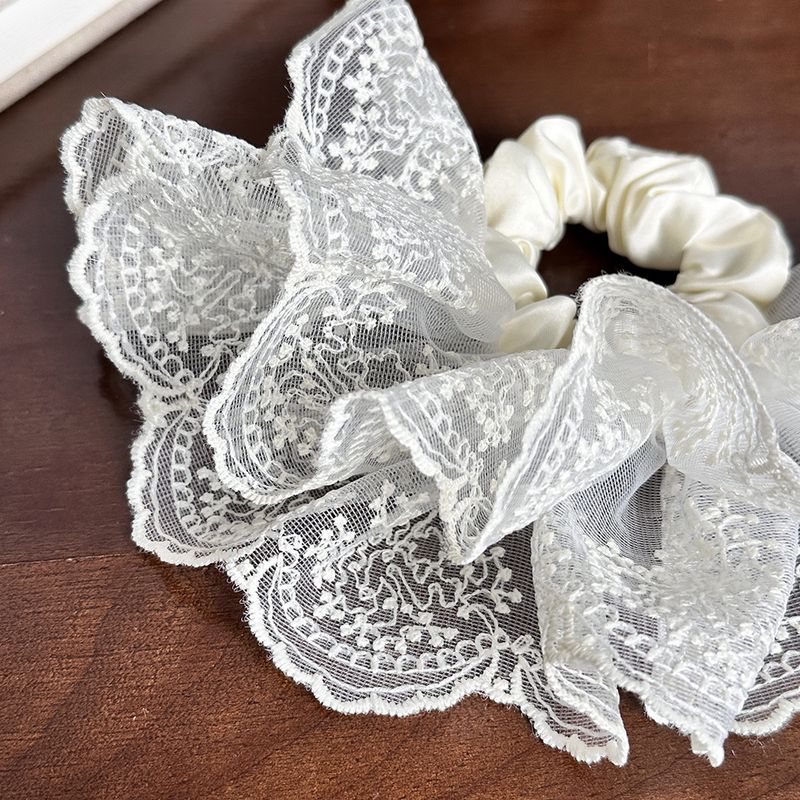 Lace Double Skirt Large Curly Clips Women's High-end Feeling Elegant Bun Ties Low Ponytail Rope Hair Accessories_voghion.com