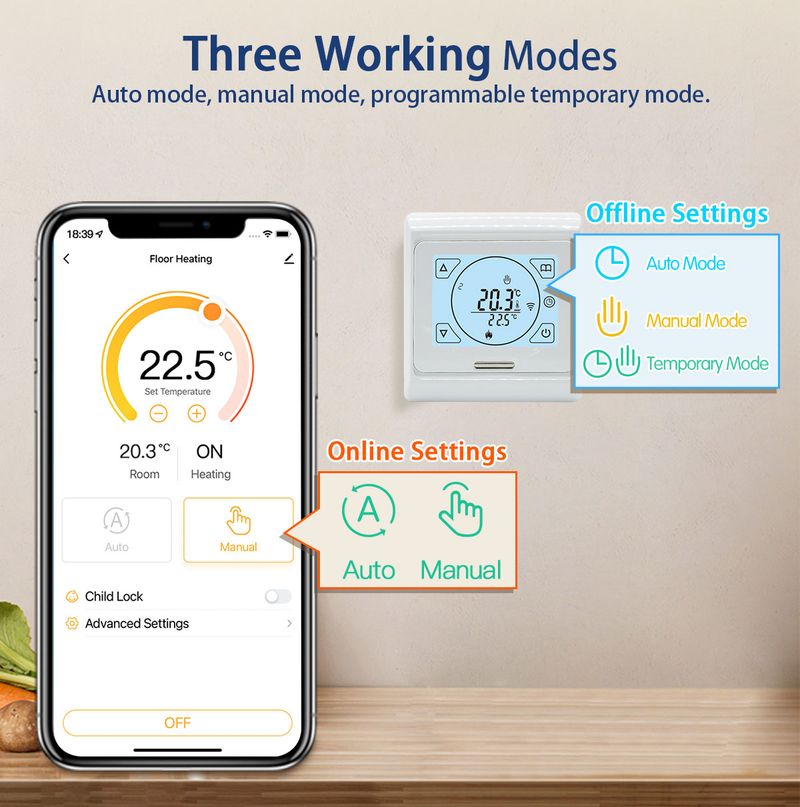 WiFi inteligentní nebo topný termostat Dálkový ovladač teploty Tuya pro plynový kotel/elektriku/vodu, hlas Alexa Google_voghion.com