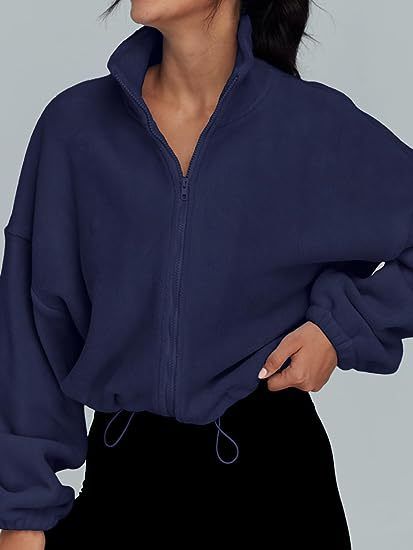 Užsienio prekyba, tarpvalstybinė moteriškų drabužių parduotuvė, karšto pardavimo „Polar Fleece“ sportinė striukė su stovima apykakle ir aksominė striukė su užtrauktuku_voghion.com