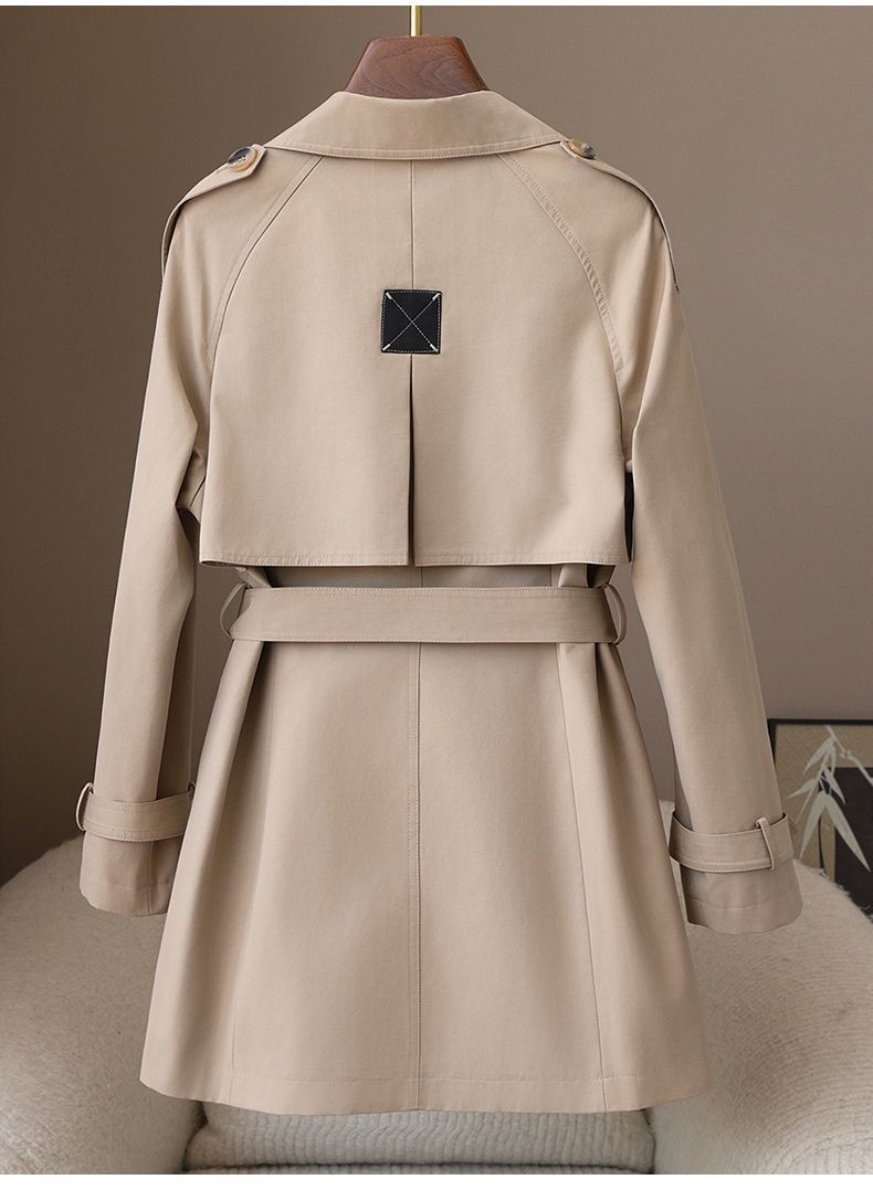 "Women's Slim Fit Retro Windbreaker Jacket With Lace-Up Detail - Spring 2025 Fashion Outerwear In Khaki"_voghion.com