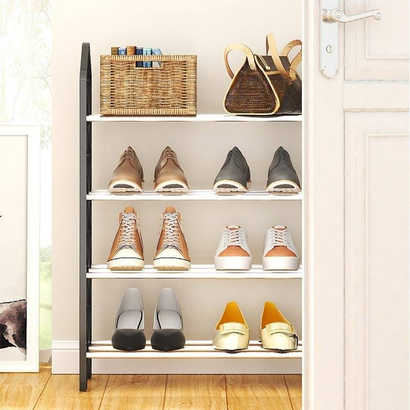 Scarpiera moderna in tubo d'acciaio - Organizzatore per scarpe salvaspazio a 4 livelli per appartamento/dormitorio. Facile da montare, senza bisogno di attrezzi._voghion.com